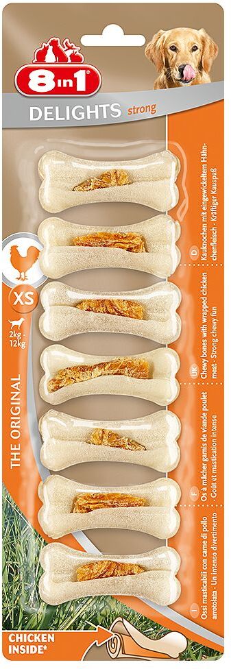 8in1 Delights Strong Kauknochen - Sparpaket: XS, 6 x 140 g (42 Stück)