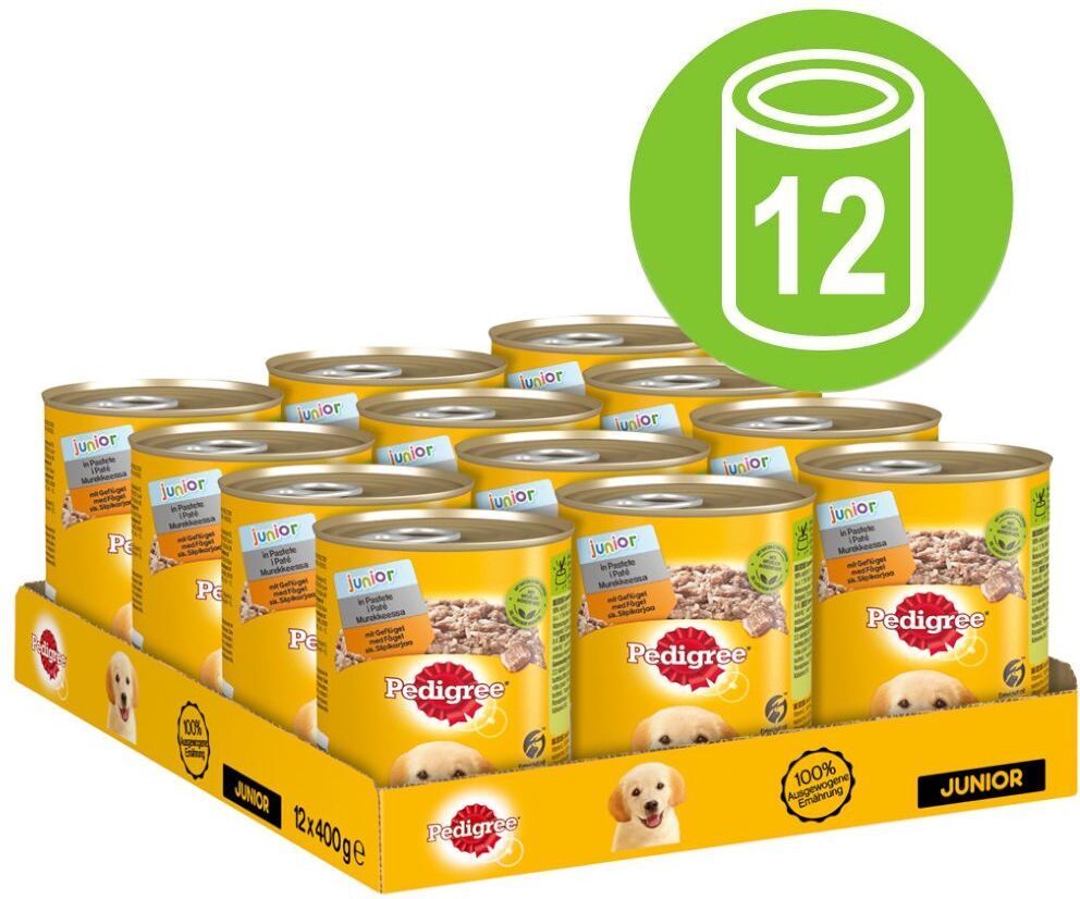 Pedigree 12x 400g Junior Classic mit Geflügel (in Pastete) Pedigree Nassfutter für Hunde