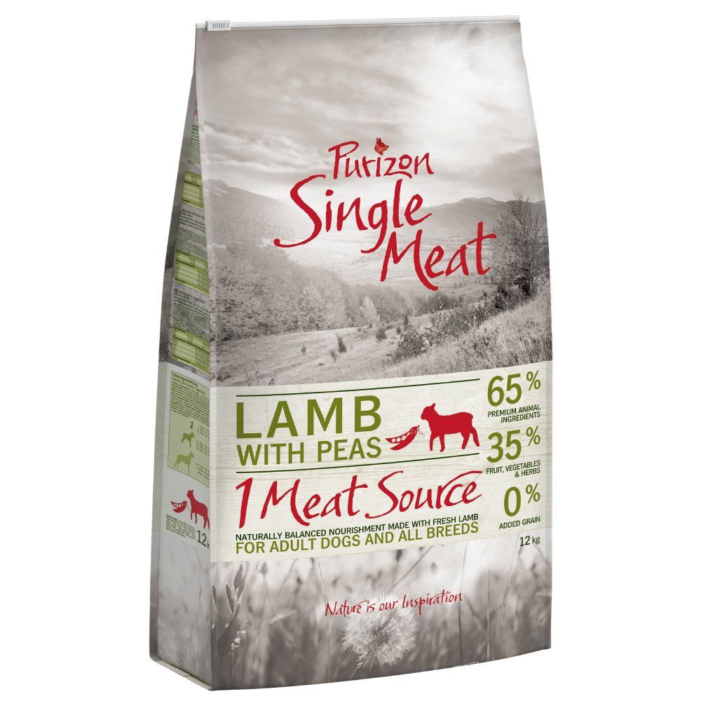 Purizon 2x 12kg Single Meat Adult Lamm mit Erbsen Purizon getreidefreies Trockenfutter für Hunde
