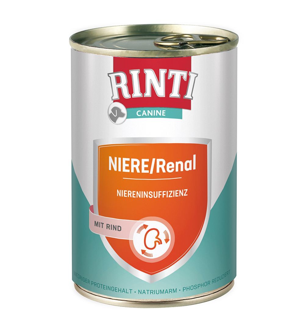 RINTI 6x 400g Niere/Renal mit Rind RINTI Nassfutter für Hunde