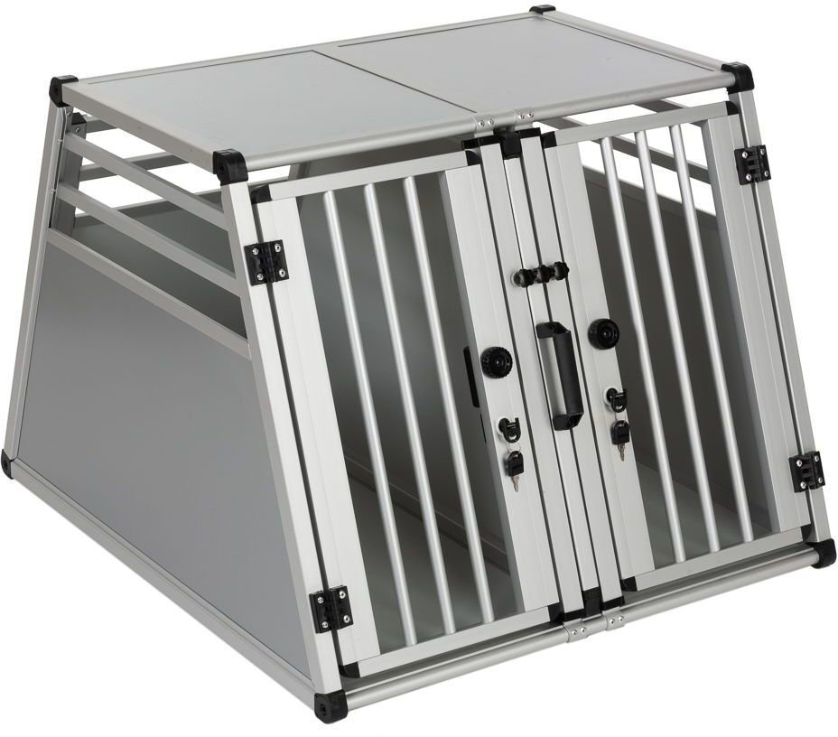 zooplus Exclusive Autohundebox AluRide Doppelbox, Grösse L: B 80 x T 92 x H 65 cm