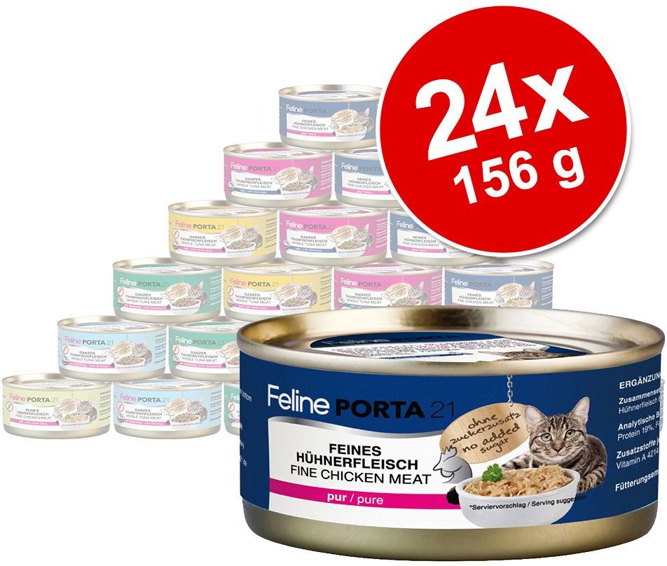 Porta 21 24x 156g Feline 4 Sorten Porta 21 Nassfutter für Katzen