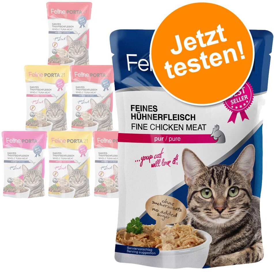 Porta 21 6x 100g Feline Frischebeutel Thunfisch mit Shrimps Porta 21 Nassfutter für Katzen