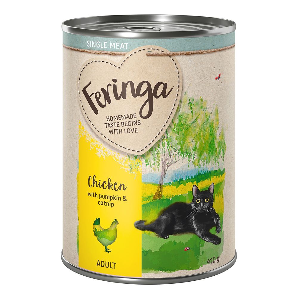 Feringa 6x 410g Single Meat Menü Mix II (3 Sorten): Ente, Kalb, Lachs Feringa Katzenfutter Nass