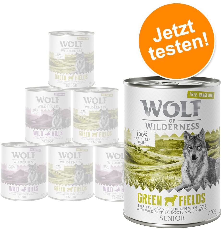 Wolf of Wilderness 6x 400g Senior Mix "Freiland-Fleisch" Wolf of Wilderness Hundefutter Nass