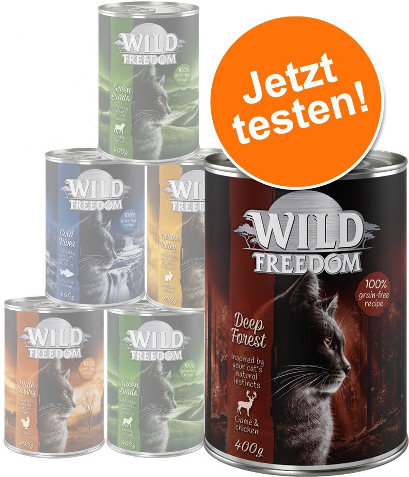 Wild Freedom 6x 200g Adult Mix (2x Huhn, 2x Lachs, Rind, Ente) Wild Freedom Nassfutter für Katzen