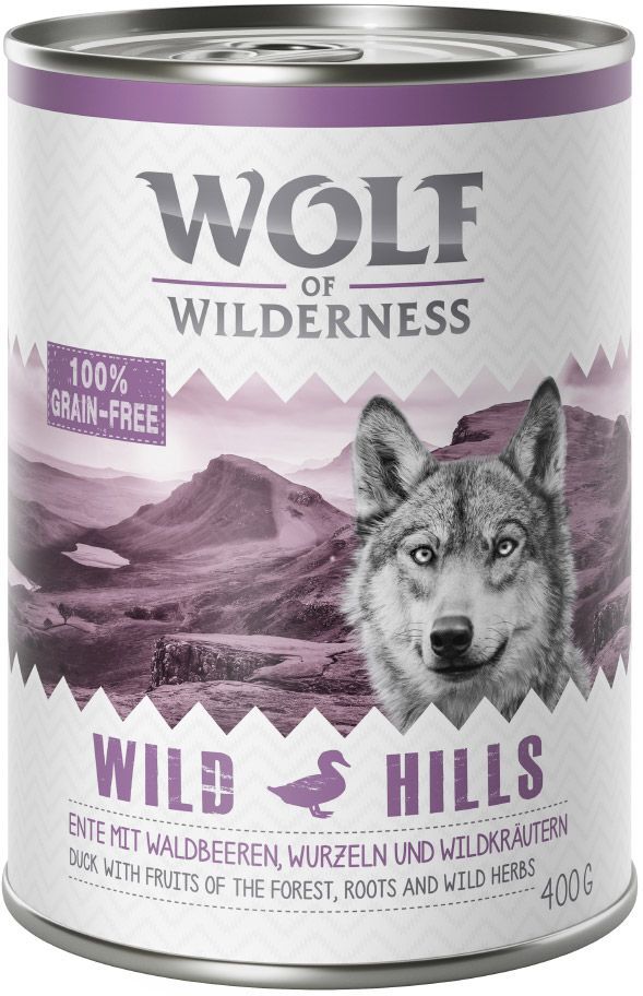 Wolf of Wilderness 6x 400g Wild Hills Ente Wolf of Wilderness Nassfutter für Hunde