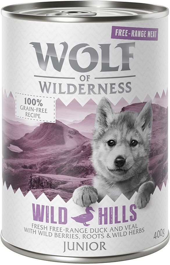 Wolf of Wilderness 6x 400g Junior Blue River - Freiland-Huhn & Lachs Wolf of Wilderness Hundefutter Nass