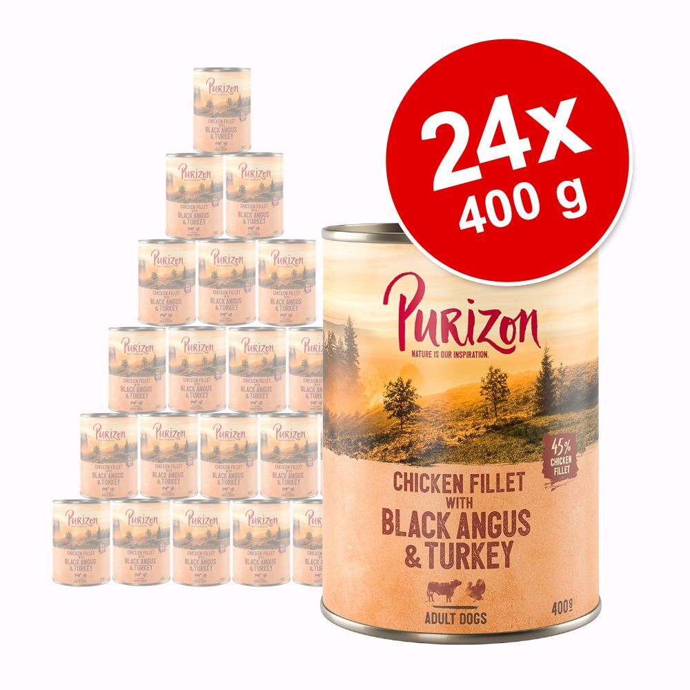 Purizon 24x 400g Adult Black-Angus & Truthahn mit Süsskartoffel und Cranberry Purizon Nassfutter für Hunde