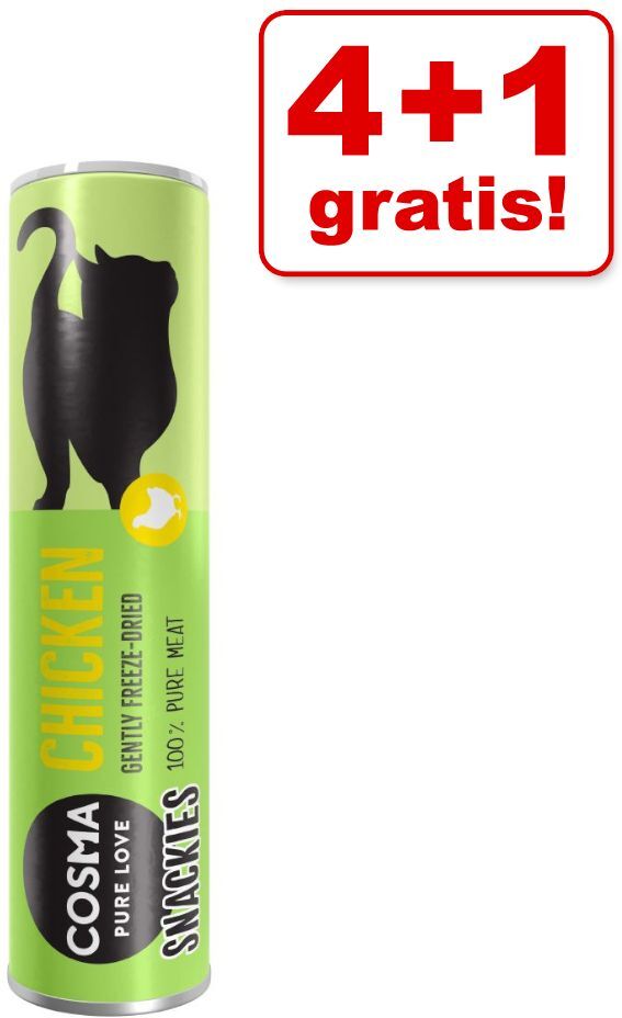 Cosma 5x 26g Snackies: Hühnchen Cosma gefriergetrocknete Katzensnacks - 4 + 1 gratis!