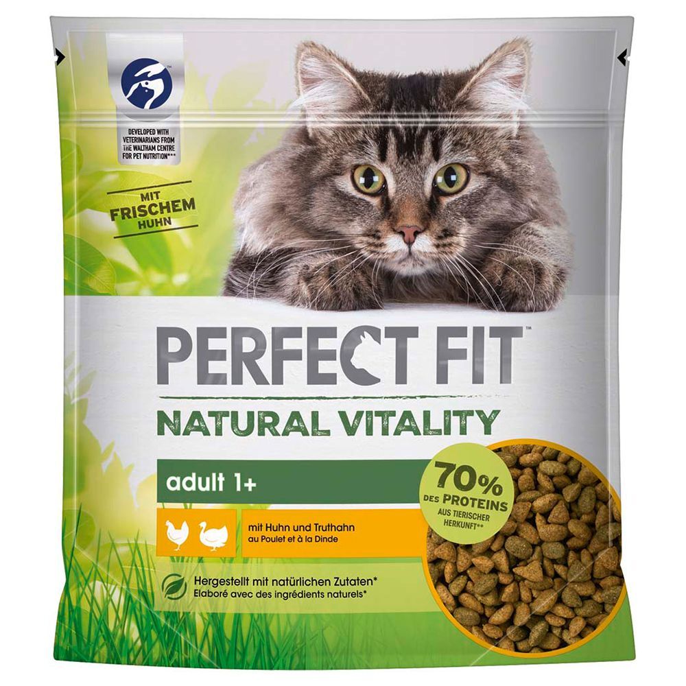 Perfect Fit 6x 650g Natural Vitality Huhn und Truthahn Perfect Fit Trockenfutter für Katzen