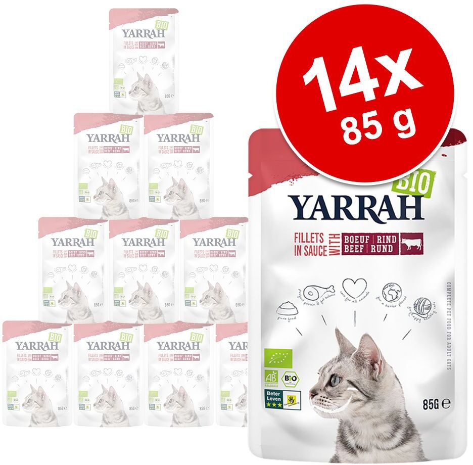 Yarrah 14x 85g Filets in Sosse mit Huhn Yarrah Bio Nassfutter für Katzen