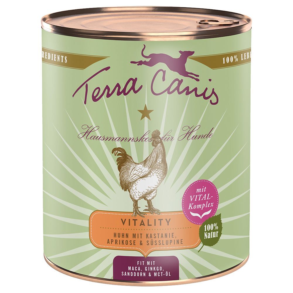 Terra Canis 6x 800g Terra Canis Vitality Menu Huhn mit Kastanie, Aprikose & Lupine Hundefutter nass