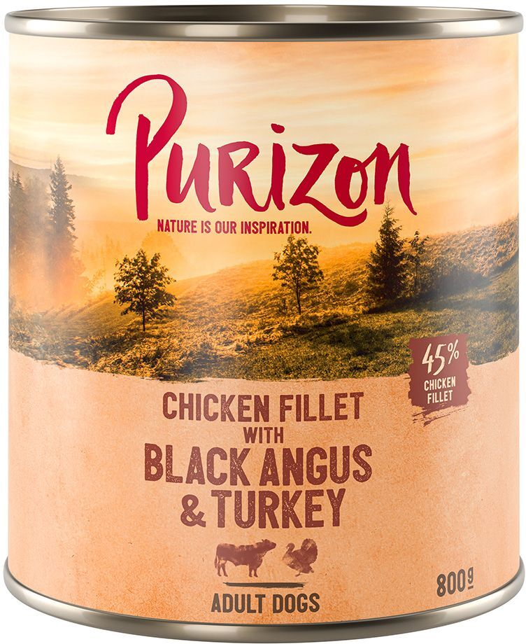 Purizon Adult 6 x 800 g - Mixpaket (2 x Black-Angus, 2 x Lamm, 1 x Lachs, 1 x Wild)