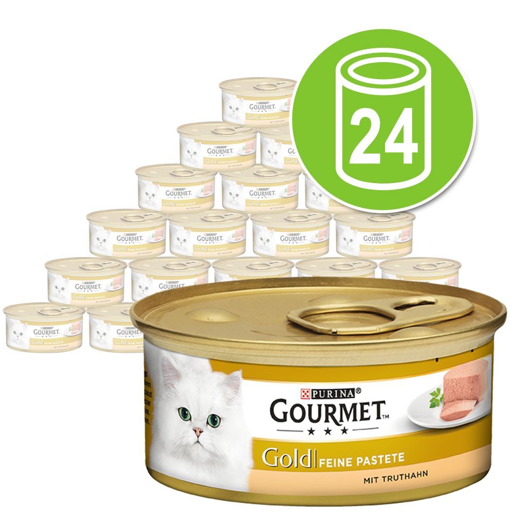Gourmet 24x 85g Gold Feine Pastete Truthahn Gourmet Nassfutter für Katzen