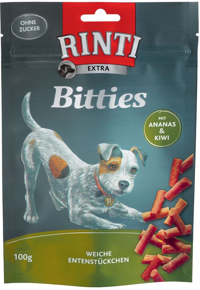 RINTI 100g Extra Bitties Ente mit Ananas & Kiwi RINTI Hundesnacks