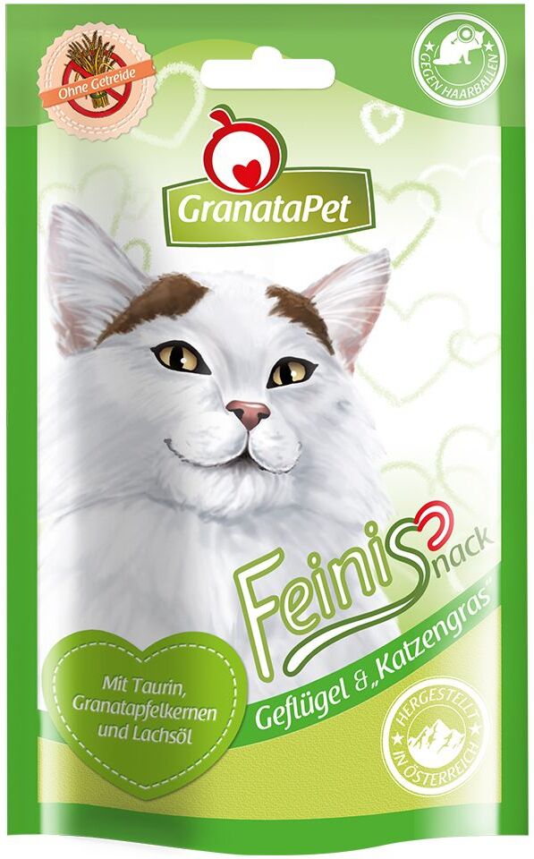 Granatapet 3x 50g Feinis Katzensnacks Geflügel & Katzengras Granatapet Katzensnacks