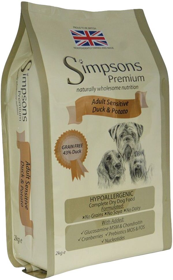 Simpsons Premium 2x 12kg Adult Sensitive Ente & Kartoffel Simpsons Premium Trockenfutter für Hunde