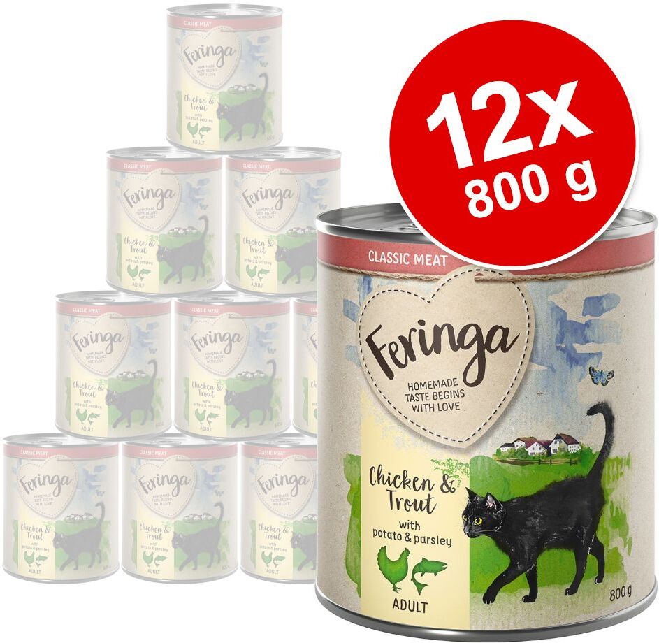 Feringa 12x 800g Menü Duo Forelle & Huhn Feringa Nassfutter für Katzen