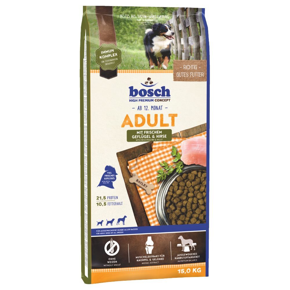Bosch High Premium concept 15kg Adult Geflügel & Hirse bosch Trockenfutter für Hunde