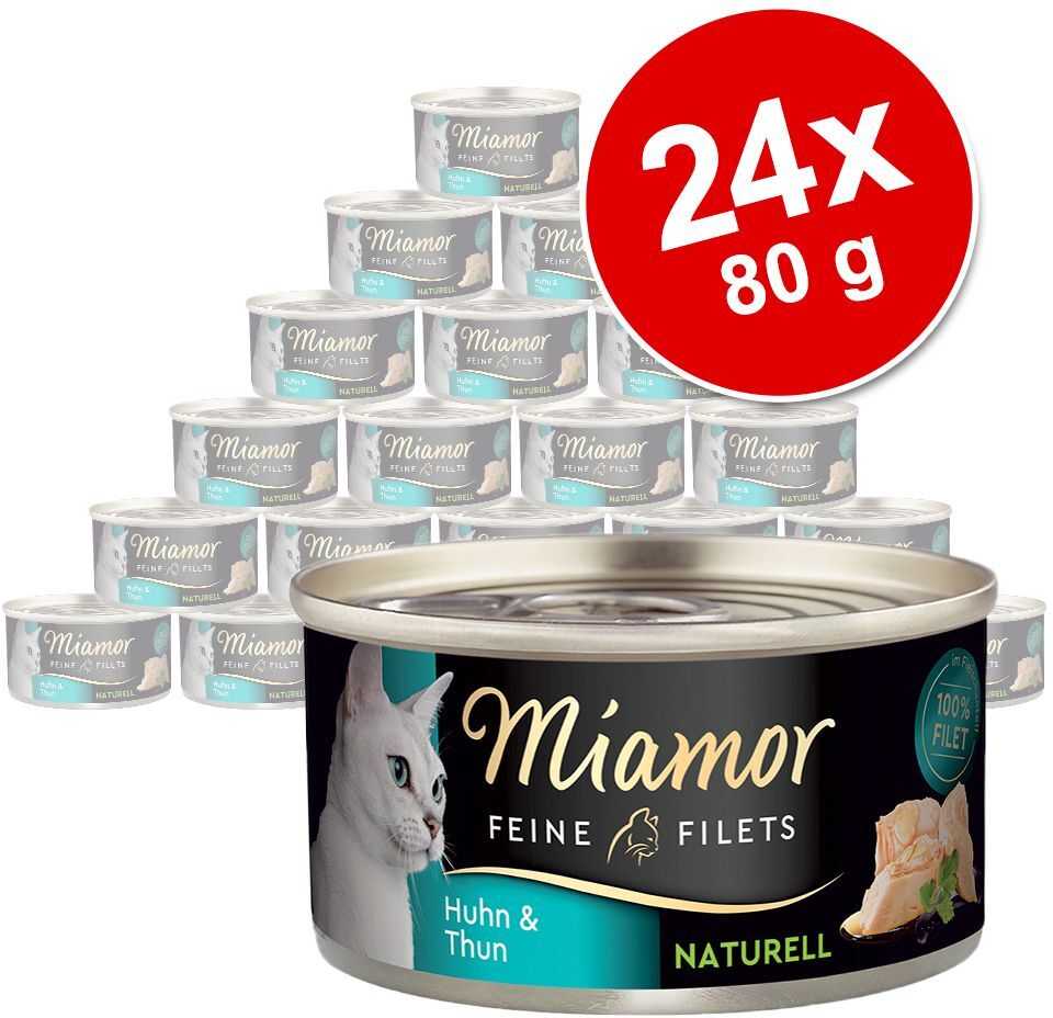 Miamor 24x 80g Feine Filets Naturelle Huhn Pur Miamor Nassfutter für Katzen