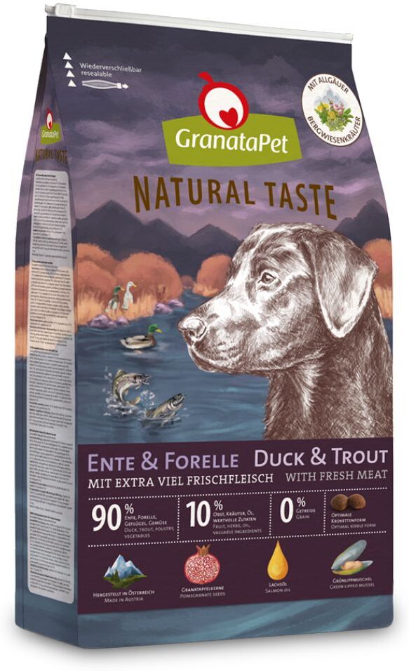 Granatapet 12kg Natural Taste Trockenfutter Ente & Forelle GranataPet für Hunde