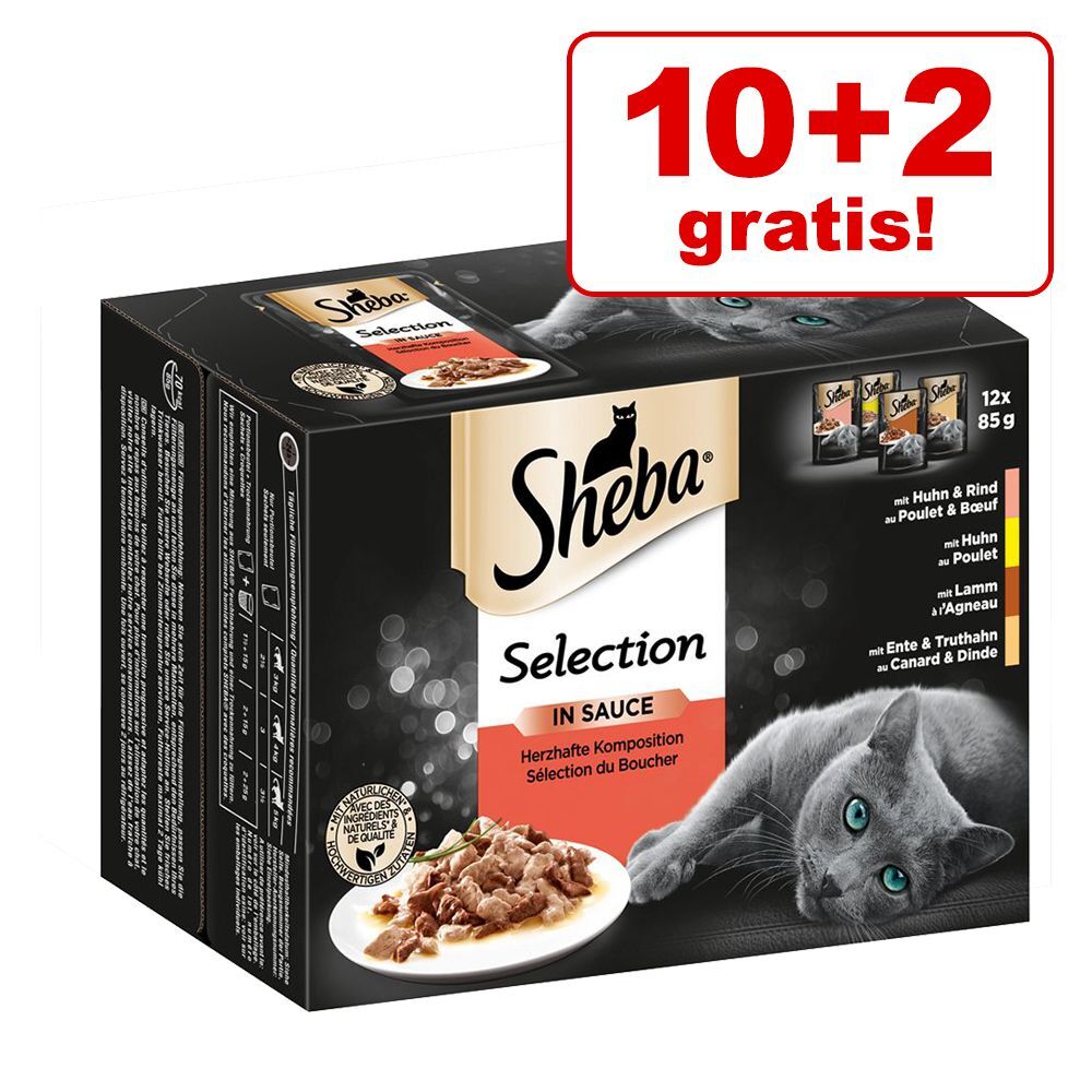 Sheba 12x85g Selection in Sauce Geflügel Variation Sheba Katzennassfutter, 10+2 gratis!