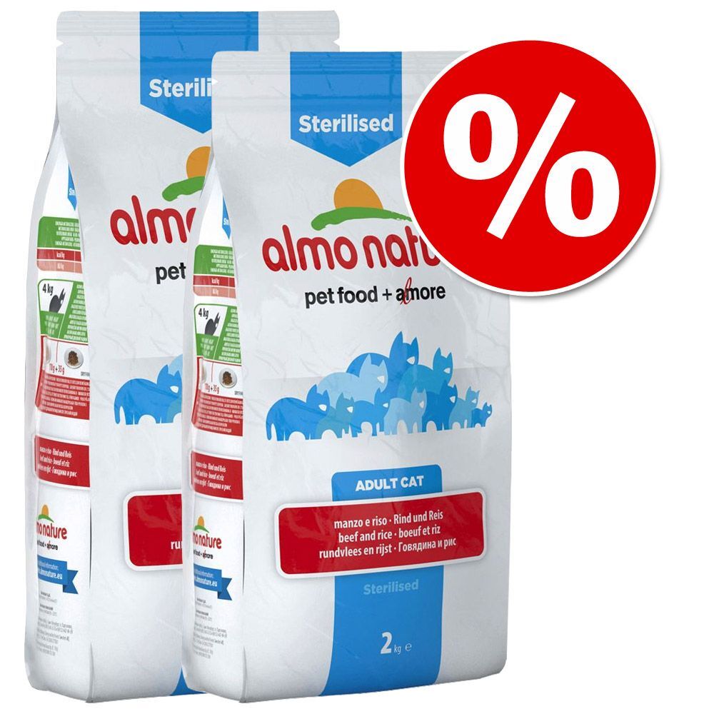 Almo Nature Holistic 2x 2kg Sterilised Mix: Rind & Reis und Lachs & Reis Almo Nature Holistic Trockenfutter für Katzen