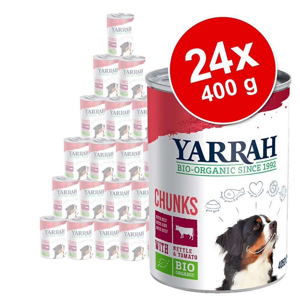 Yarrah 24x 405g Bio Huhn mit Brennnessel & Tomate in Sosse Yarrah Nassfutter für Hunde
