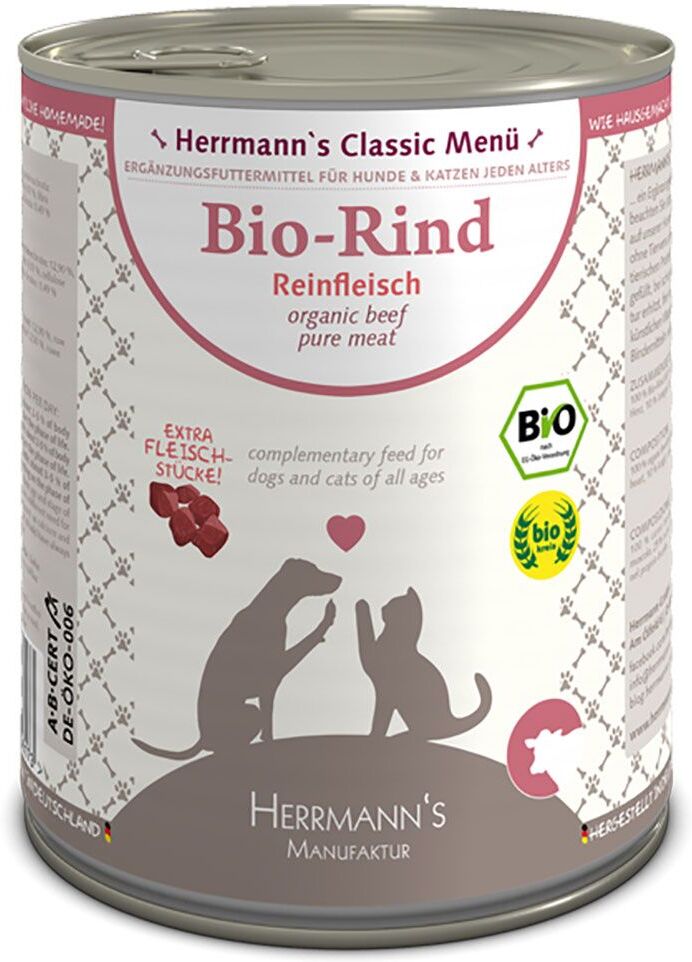 Herrmanns 6x 800g Fleisch Pur Bio Pute Pur Herrmanns Nassfutter für Hunde