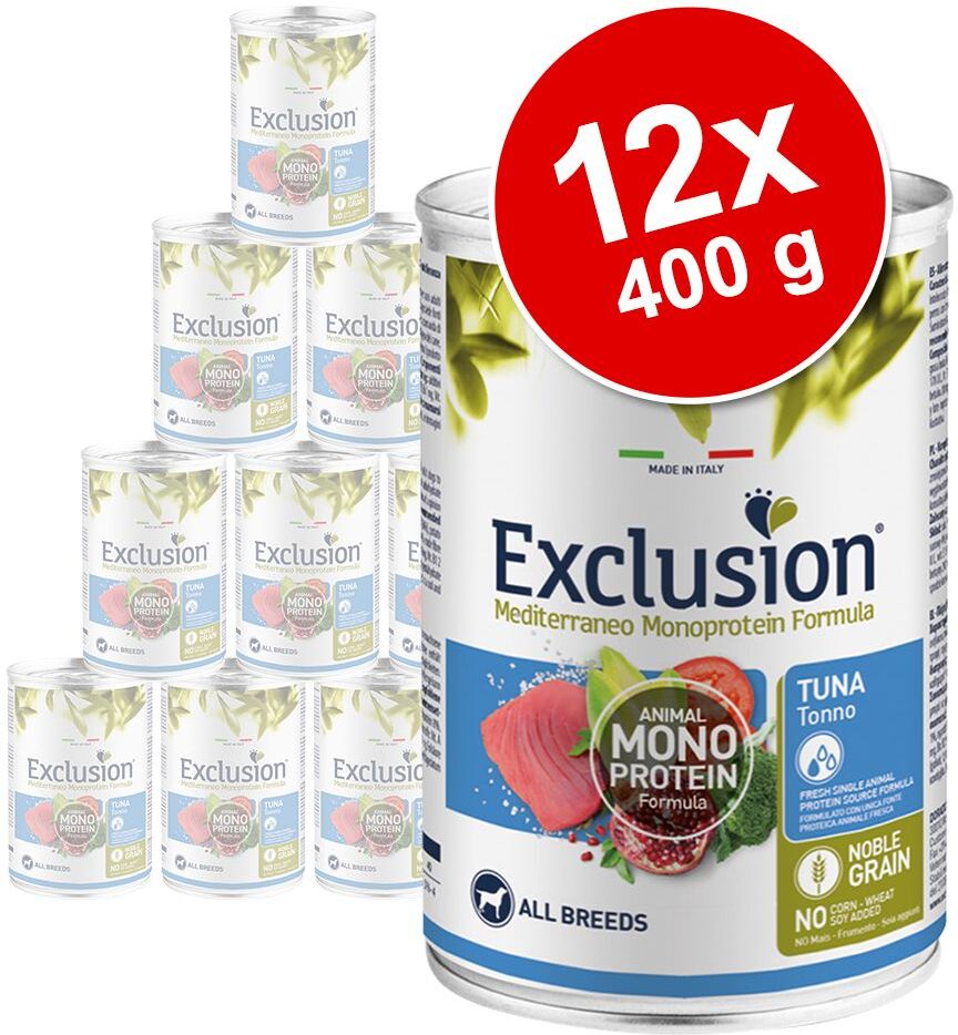 Exclusion Mediterraneo 12x 400g Mediterraneo Adult Thunfisch Exclusion Nassfutter für Hunde