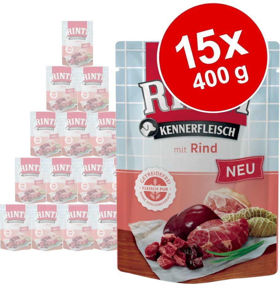 RINTI 15x 400g Kennerfleisch Lamm RINTI Nassfutter für Hunde