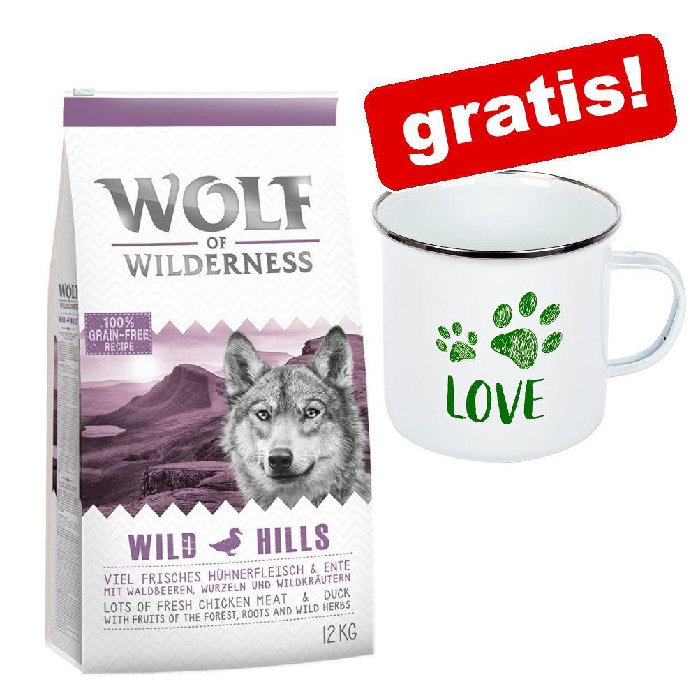 Wolf of Wilderness 12kg SENIOR Green Fields - Lamm Wolf of Wilderness Hundefutter Trocken + zooplus Emaille-Tasse gratis!