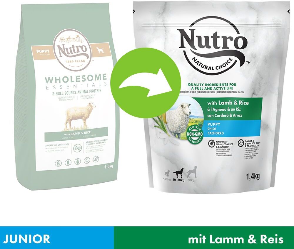 Nutro 10kg Puppy 10-30 kg mit Lamm und Reis NUTRO Trockenfutter für Hunde