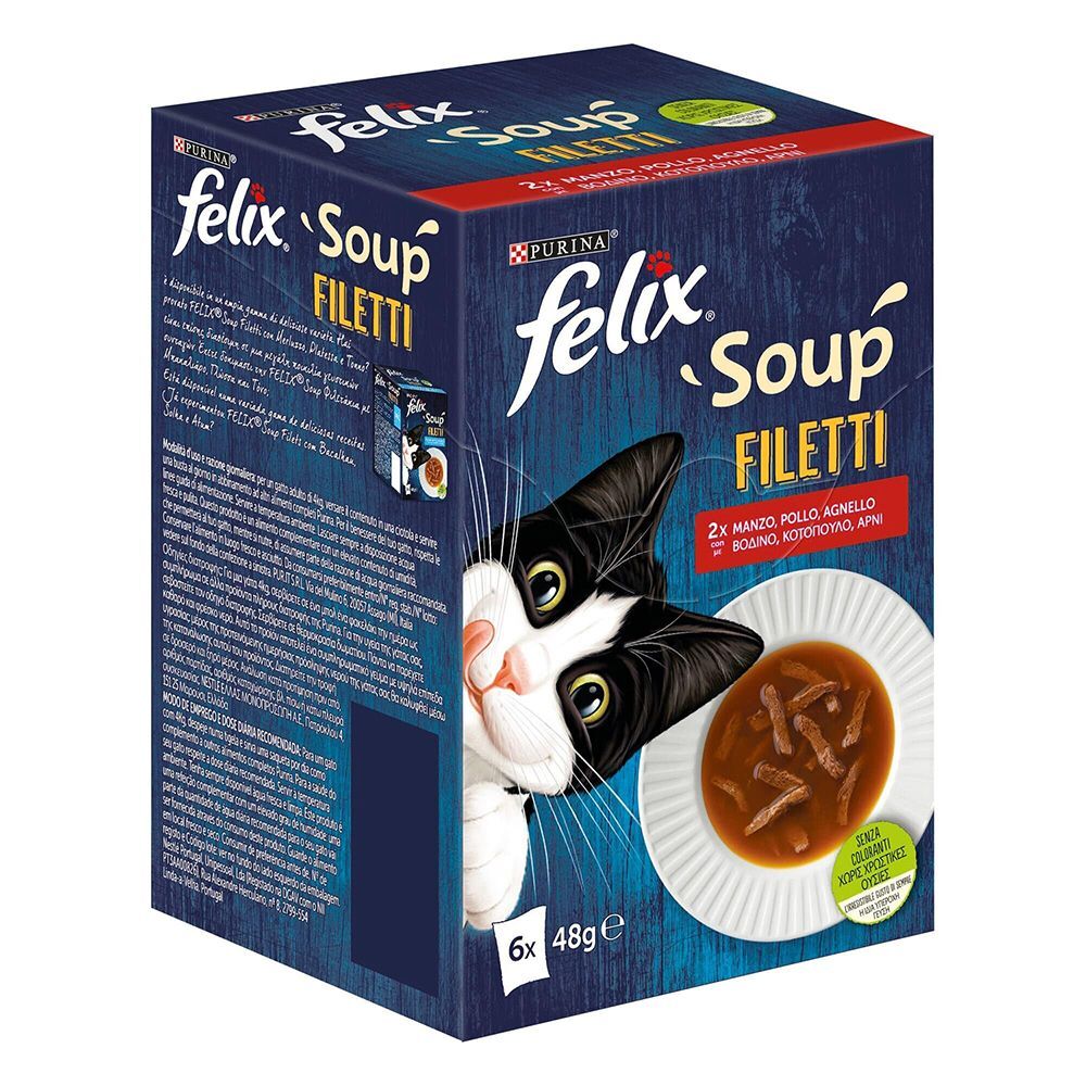 Felix 6x 48g Soup Filet Geschmacksvielfalt aus dem Wasser Felix Katzenfutter nass