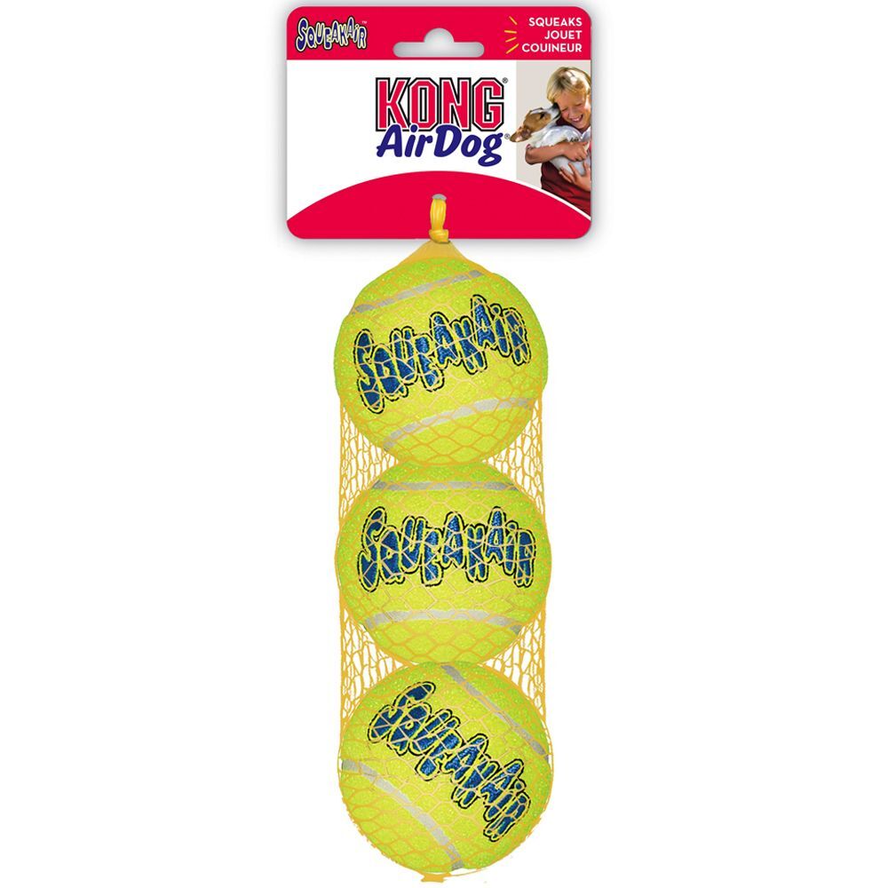 Kong 3er Pack KONG Tennisbälle mit Quietschie, Medium, Ø 6cm