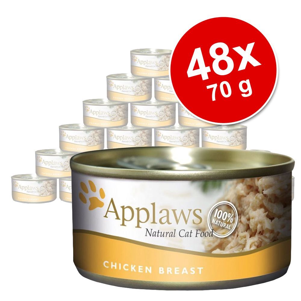 Applaws 48x 70g Hühnchenbrust & Käse in Brühe Applaws Nassfutter für Katzen