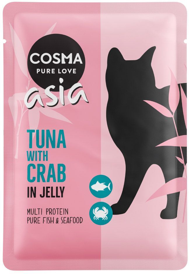 Cosma 6x 100g Asia in Jelly Frischebeutel Mix (6 Sorten) Cosma Nassfutter für Katzen