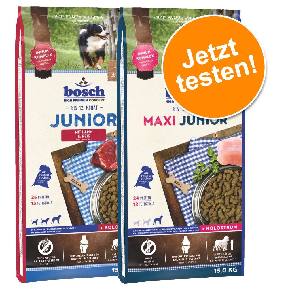 Bosch High Premium concept 2x 15kg Junior Lamm & Reis/Maxi Junior bosch Trockenfutter für Hunde