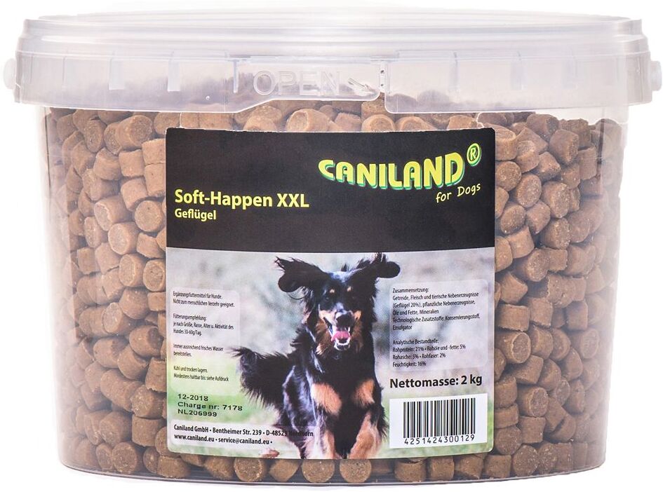 Caniland 2x 2 kg Caniland Soft Geflügel-Trainees XXL-Eimer Canibit Hundesnacks