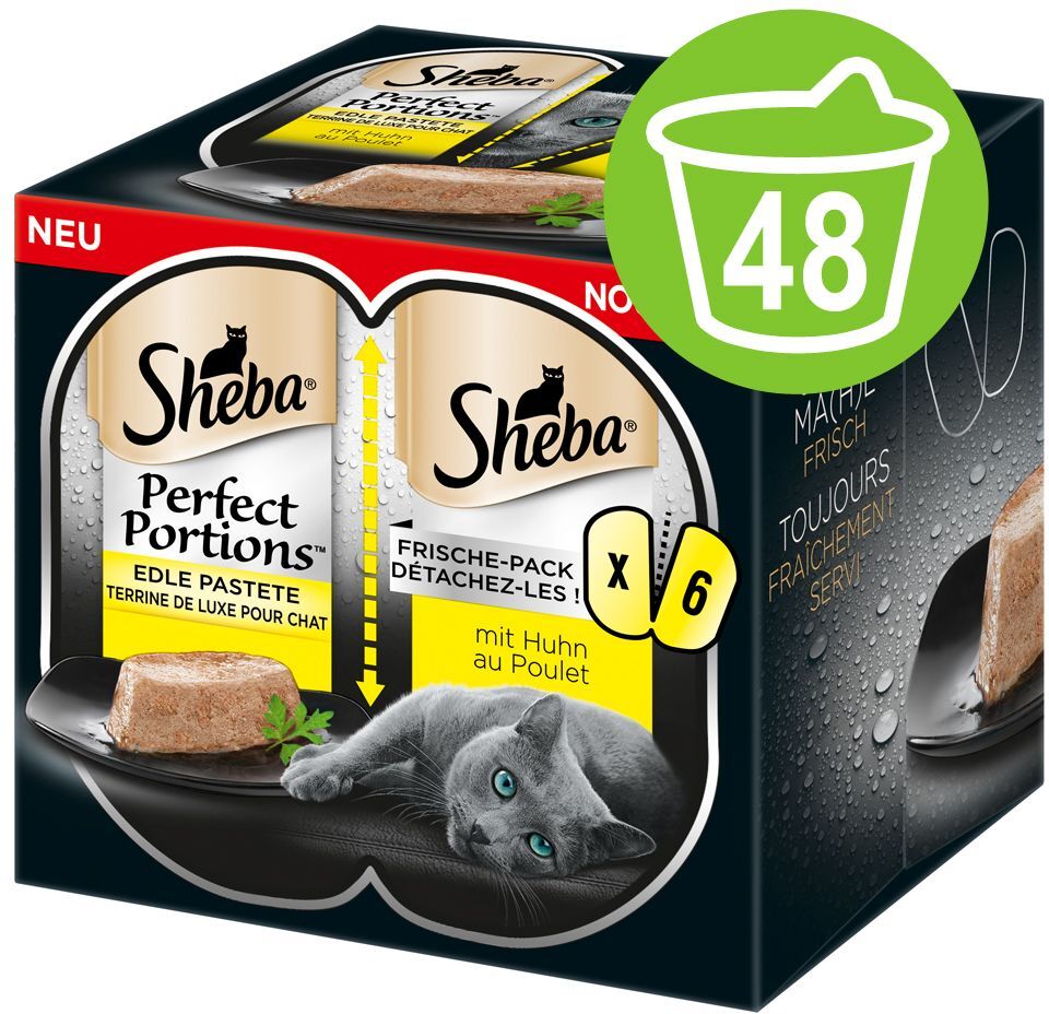 Sheba 48x 37,5g Perfect Portions Sauce Ente Sheba Nassfutter für Katzen