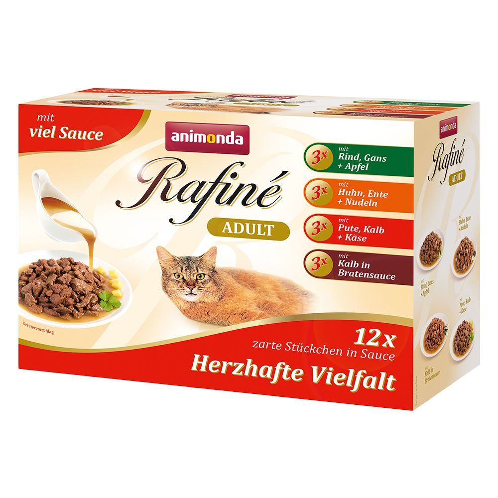 Animonda Rafiné 12x 100g Herzhafte Vielfalt in Sauce (4 Sorten) Animonda Rafiné Nassfutter für Katzen