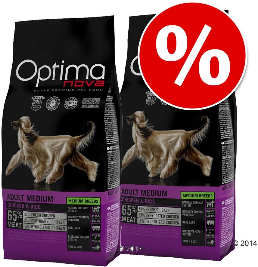 Optima 2x 12kg Adult Sensitive Salmon & Potato Optimanova Trockenfutter für Hunde