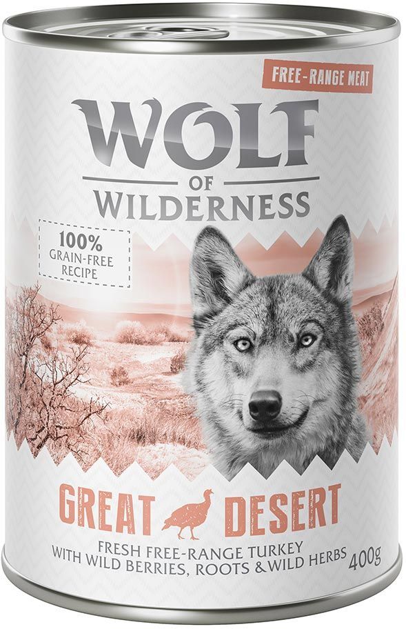 Wolf of Wilderness 6x 400g Freiland Fleisch: Wide Acres - Huhn Wolf of Wilderness getreidefreies Nassfutter für Hunde