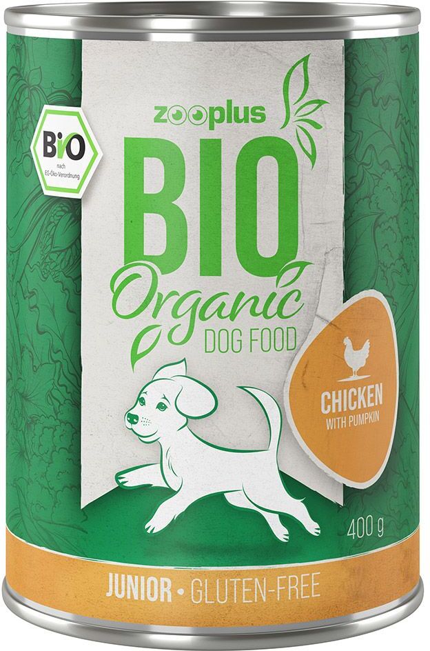 zooplus Bio 6x 400g Junior Huhn mit Kürbis zooplus Bio Nassfutter für Hunde