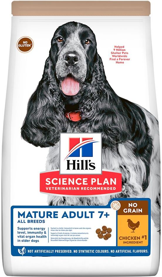 Hill's Science Plan 2x 14kg Adult 7+ No Grain mit Huhn  Hill's Science Plan Trockenfutter für Hunde