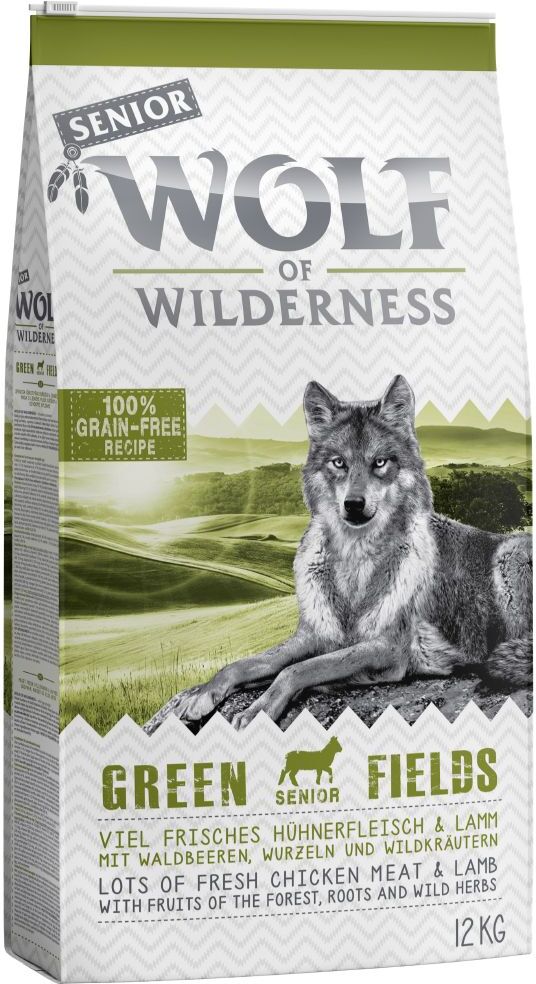 Wolf of Wilderness 2x 12kg Senior "Green Fields" Lamm Wolf of Wilderness Trockenfutter für Hunde