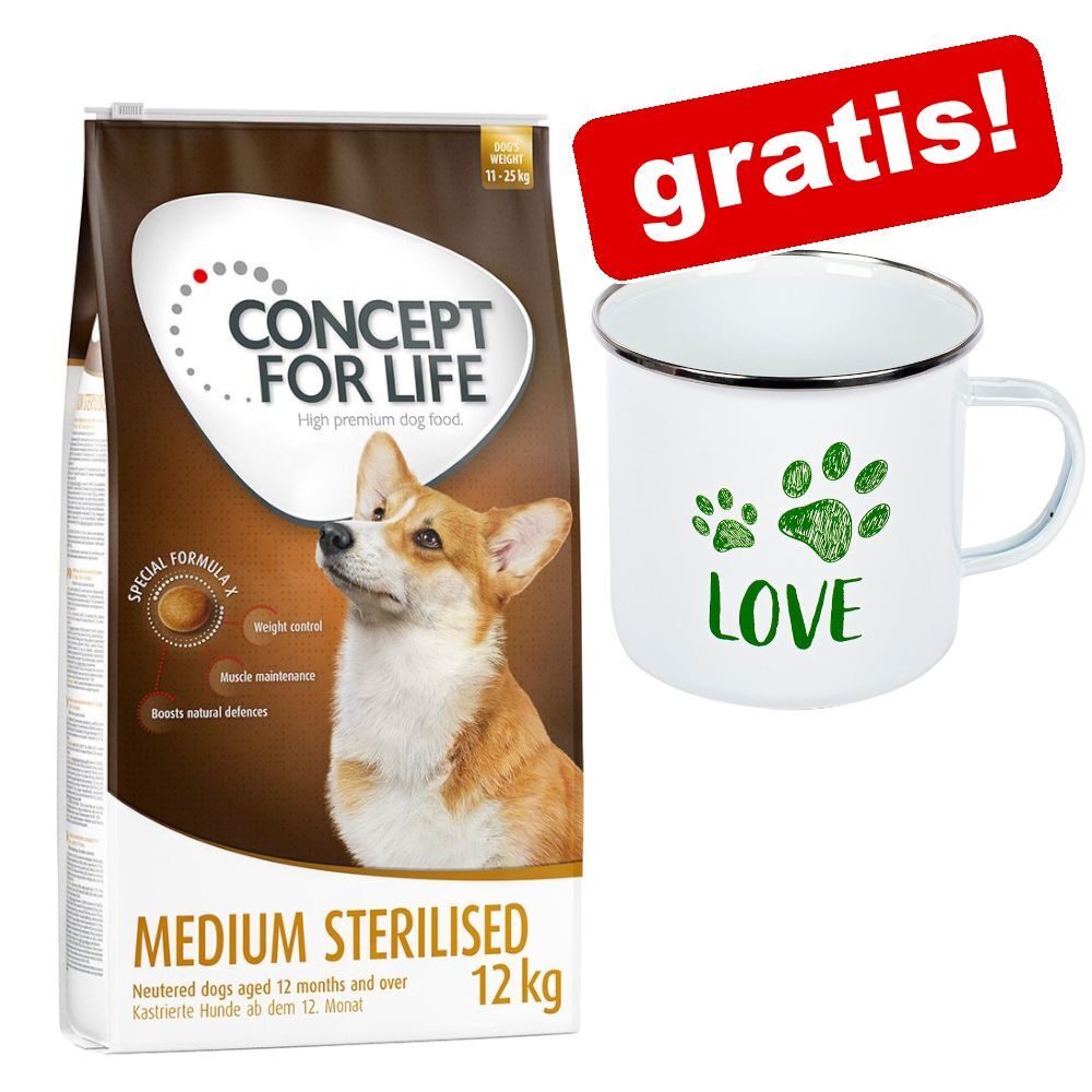 Concept for Life 12kg Medium Adult Concept for Life Hundefutter Trocken + zooplus Emaille-Tasse gratis!