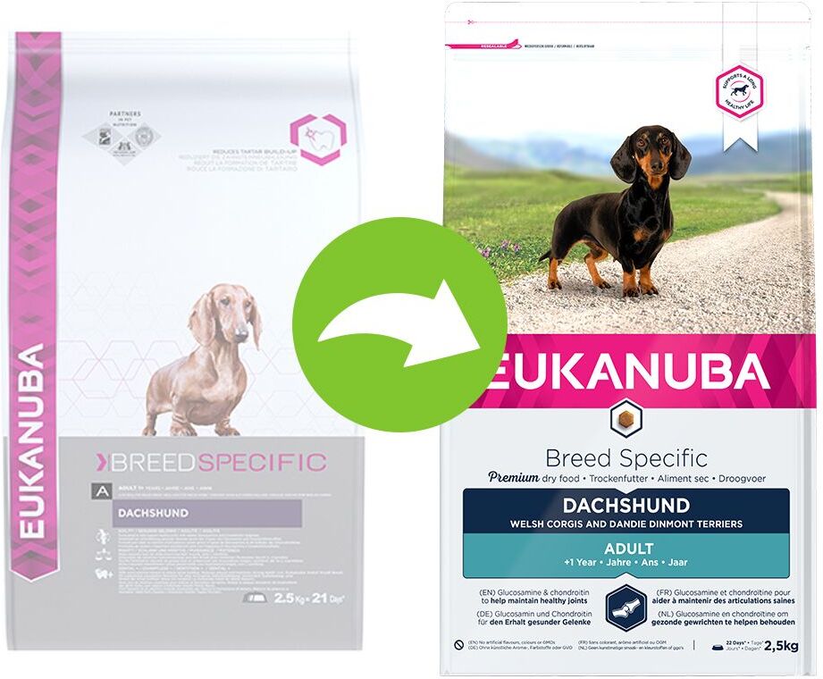 Eukanuba 3x 2,5kg Adult Breed Specific Dachshund Eukanuba Trockenfutter für Hunde