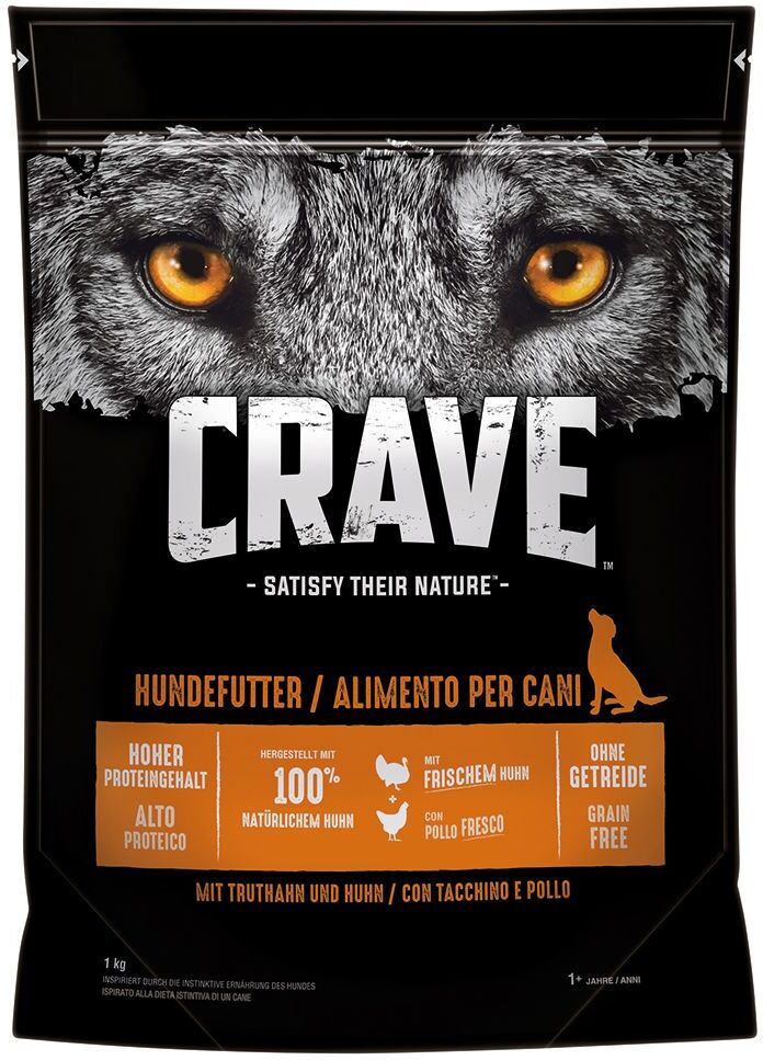 Crave 1kg Adult mit Truthahn & Huhn Crave Trockenfutter für Hunde